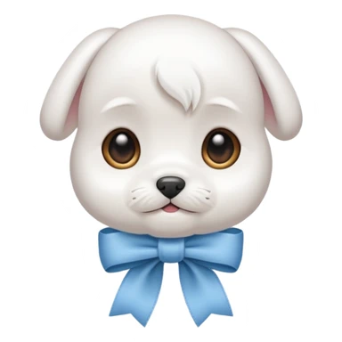 white baby maltese ribbon short ear face sticker