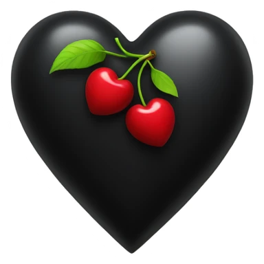Black heart with a cherry in the middle of it sticker