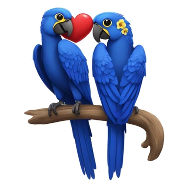 Hyacinth Macaw pair Full Body love with heart sticker