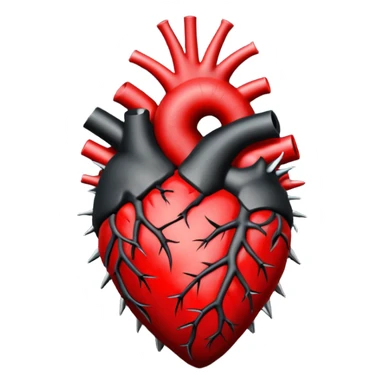 black anatomical heart in torns sticker