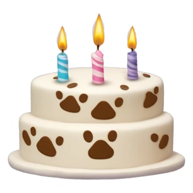 Paw print birthday cake with three candles sticker