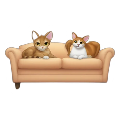 A cat and a deer under the sofa sticker
