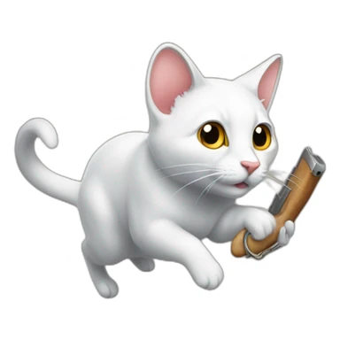 un chat chasse une souris sticker