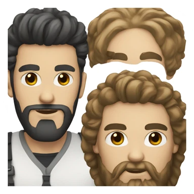a white man with a black beard and a fashionable dark brown hairstyle is intrigued sticker
