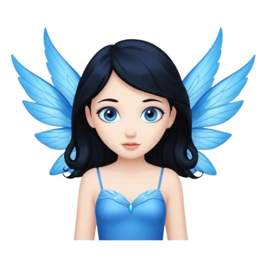 Flying blue fairy with black hair and blue eyes sticker