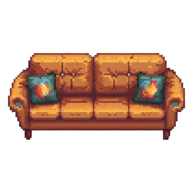 cozy sofa with soft cushions in warm colors sticker