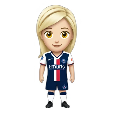 marine le pen with psg home kit sticker