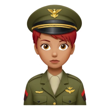 female soldier red hair style sticker
