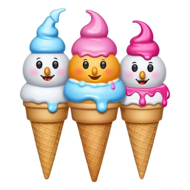 snowmen with ice cream sticker