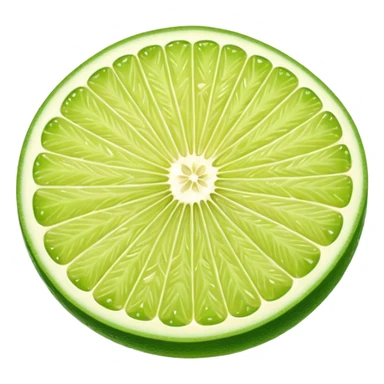 glossy green lime whole slightly oval dimpled skin small wedge cross-section next revealing juicy pale green interior radial segments no extras soft lighting emoji scale sticker