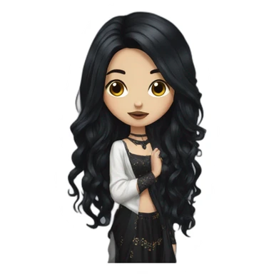 goth girl, black long hair, dupatta sticker