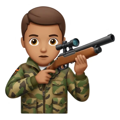 Male Hunter shooting a shotgun and holding it up to his face like he is looking through the scope to shoot something  sticker