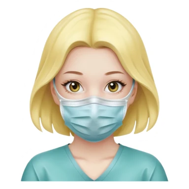 Teen girl wearing surgical mask and latex gloves  sticker