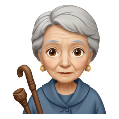 old woman with walking stick sticker