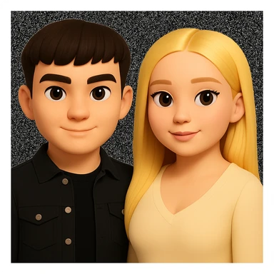 Slightly increase the volume of the upper body of the girl, slightly turn her to face forward, and make the skin color uniform. Maintain the cartoonish 3D style as in the reference image. sticker