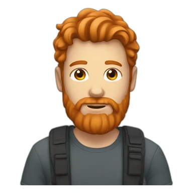 Man with long ginger hair and a scruffy ginger beard sticker