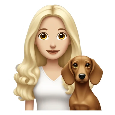 white blonde girl with dachshund long haired dog sticker