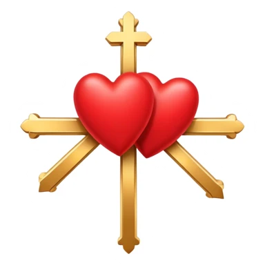 Two red  hearts connected by a simple gold cross  sticker