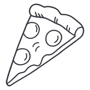 slice of pizza, hand drawn icon style, sketchy lines, playful and informal, no fill sticker