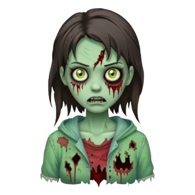 brunette zombie girl, horror zombie green sticker