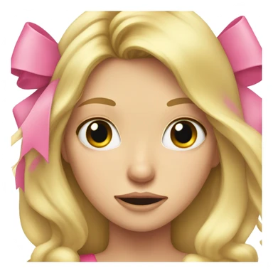 long, blonde hair pretty girl mad with a pink bow in her head sticker