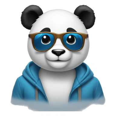 smiling mid-aged panda designer with blue cool glasses sticker