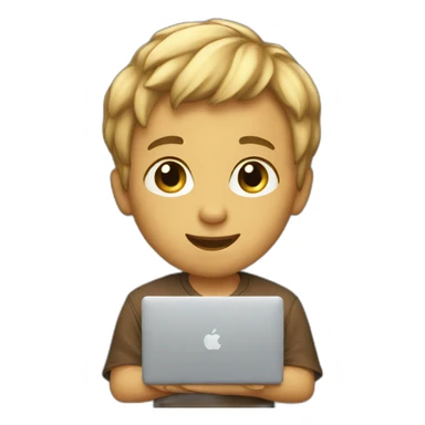 Cute boy with macbook sticker