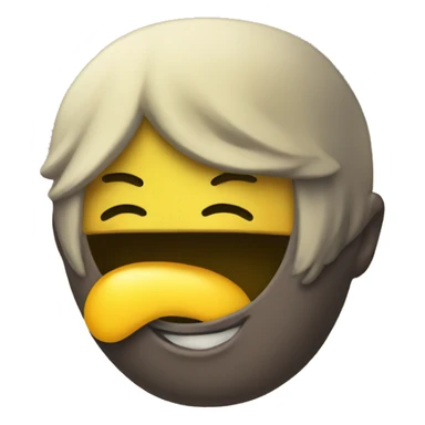 Sfw yellow emoji with yellow bone in its mouth sfw sticker