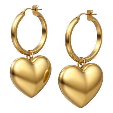 3D Rending 14k large hoop heart shape earrings
 sticker