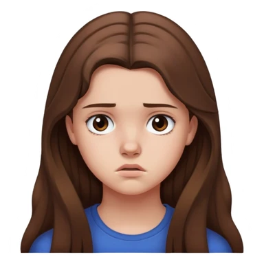 Teenage girl with long brown hair and sad expression, Hannah Baker character sticker