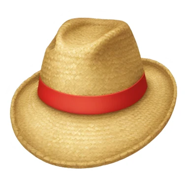 Straw hat with red strip sticker