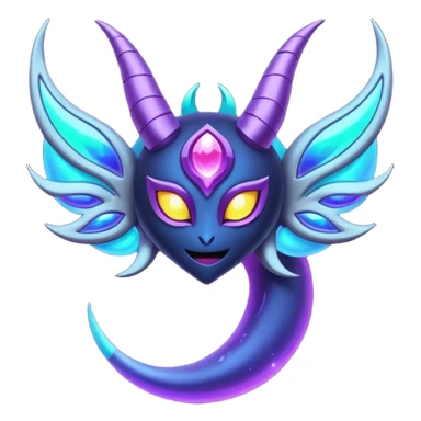 Shiny iridescent glowing dark neon Lunala-Dhelmise-fusion sticker