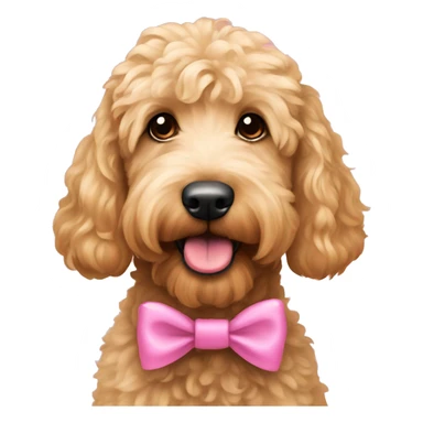 Goldendoodle with pink bows sticker
