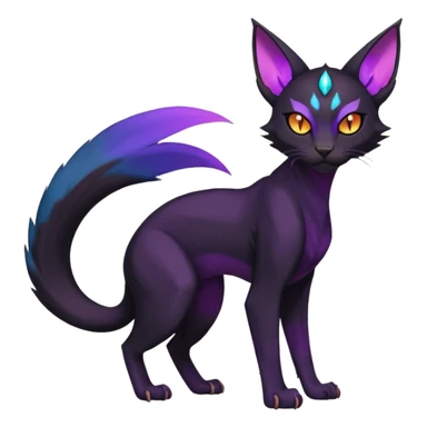 Black edgy Noivern-Purloin-Torracat-Sphynx-Lykoi-Caracal-cat-Fakemon-fusion-hybrid-creature sticker