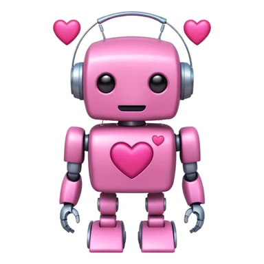 cute pink robot with hearts pink sticker