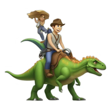 Dinosaur riding a man sticker