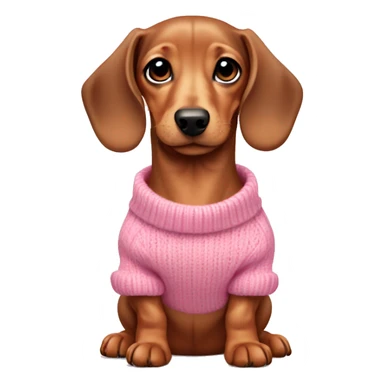 Tan dachshund puppy wearing a pink sweater sticker