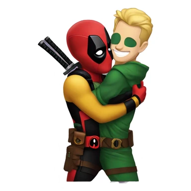 Deadpool hugging Loki sticker
