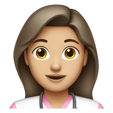 Pretty brunette nurse in pink scrubs sticker