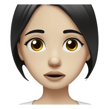 Pale girl black hair sad and crying and heart broken sticker