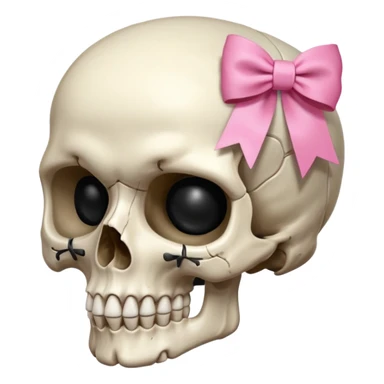 A skull with a small pink ribbon on the side of its head sticker