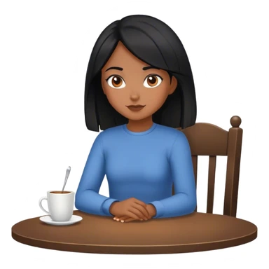 black hair girl sitting at table sticker