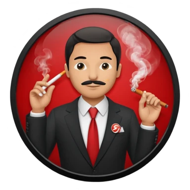 Draw a no smoking sign. Next to it, there is a man in a suit smoking a cigar. sticker