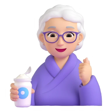 grandmother offering yogurt sticker