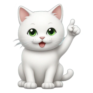 White cat gives a thumbs up sticker