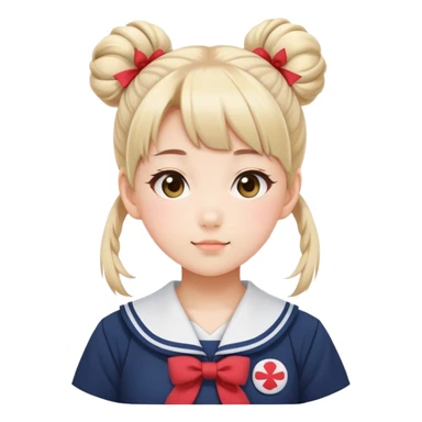 Super kawaii Japanese schoolgirl with high double bun hairstyle wearing Japanese sailor school uniform sticker