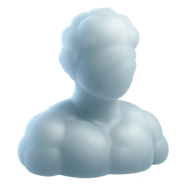 A person from the shoulders up, entirely composed of fluffy white convex clouds sticker