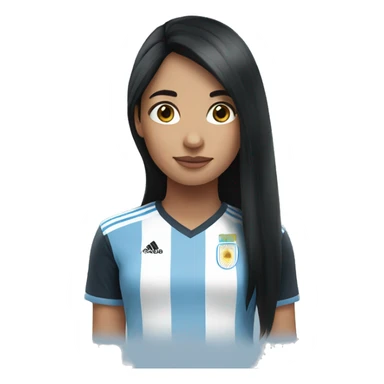 Girl with long black hair wearing Argentina jersey sticker
