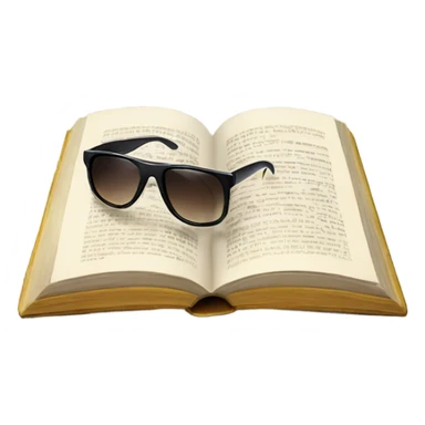 realistic book lying open with sunglasses resting on top sticker