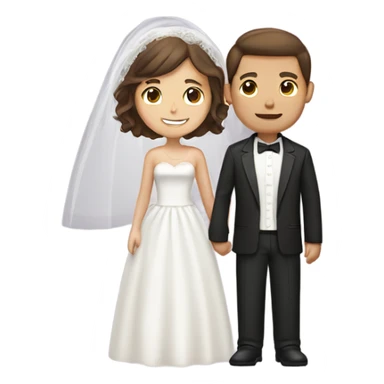 wedding couple, women have short brown hair and groom have also brown hair. They are getting married in church  sticker